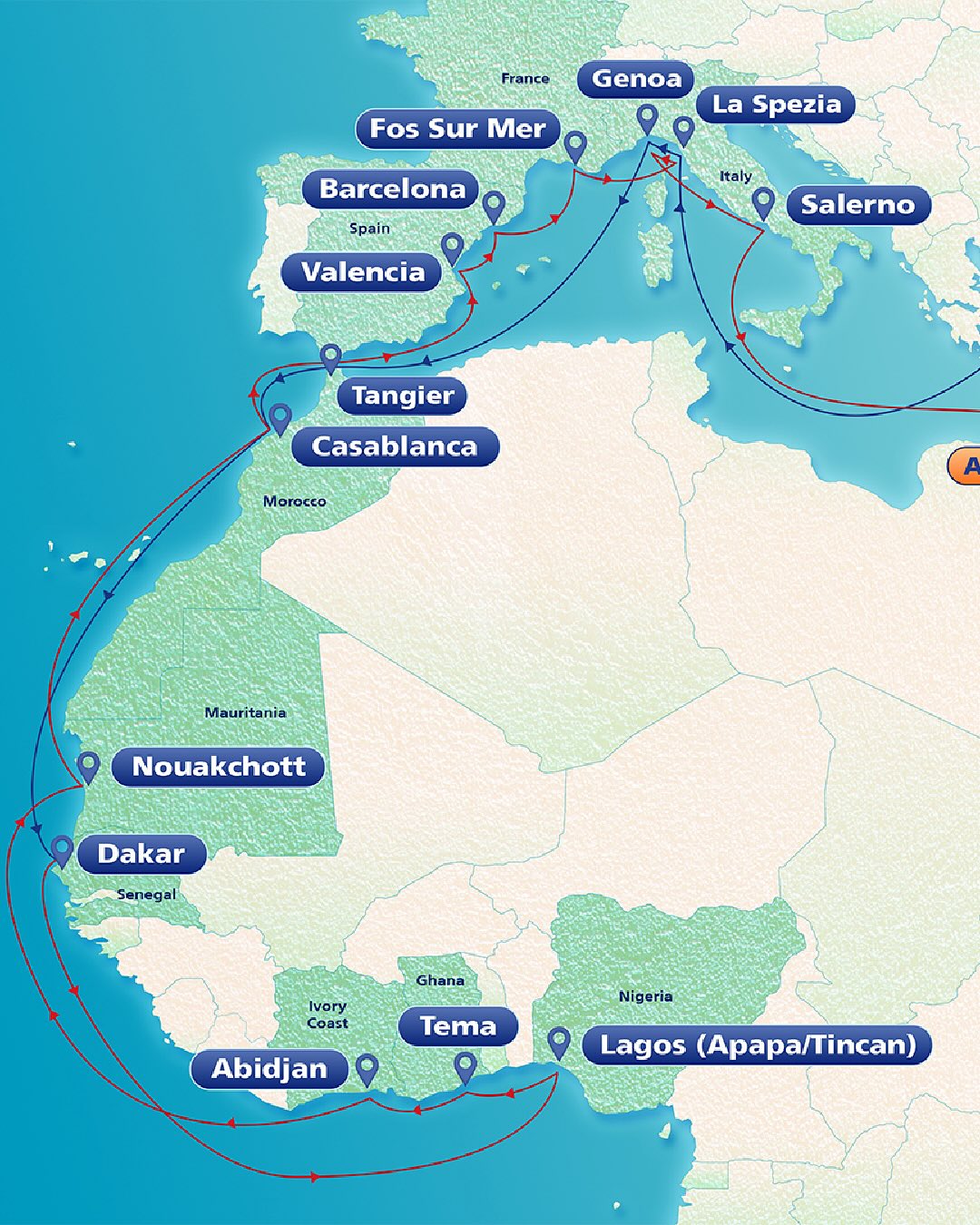 Arkas Line, Med Africa Service 