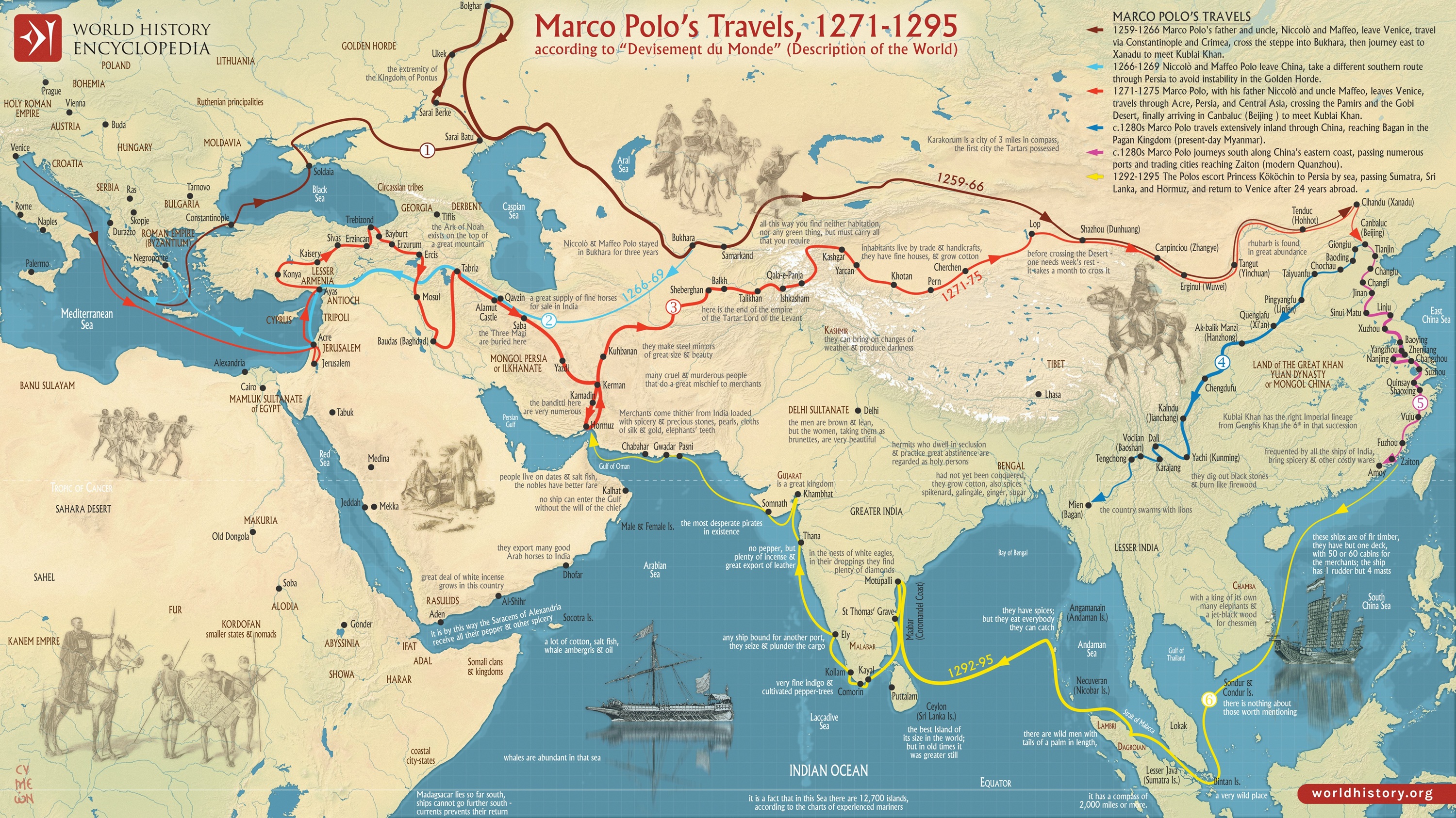 Marco Polo'nun Gezilerinin Haritası